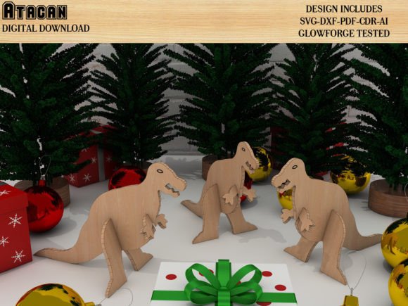 3D Dinosaur Vector Plans: Laser Cut Animal Shapes