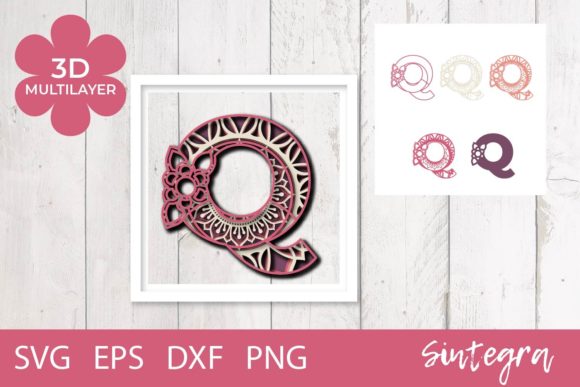 3D Floral Letter Q Mandala Layer SVG: A Versatile Tool for Crafters