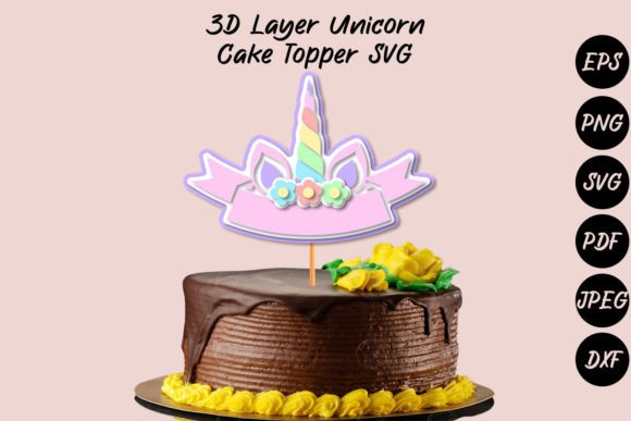 3D Layer Unicorn Cake Topper SVG: Crafting Dimensional Magic for Pastel Parties