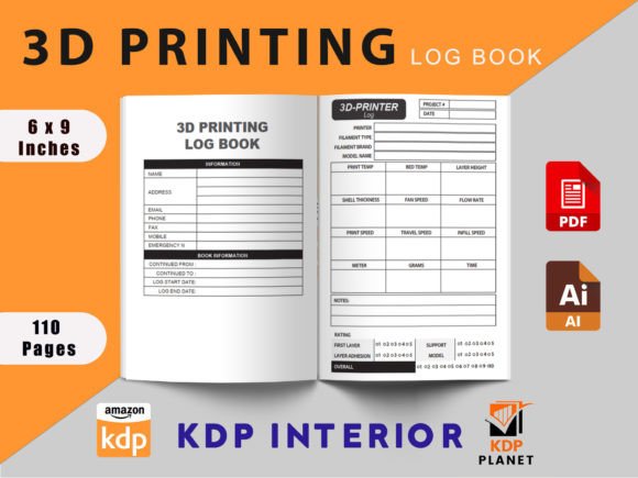 3D Printing Log Book: Essential KDP Interior