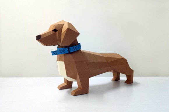 Dachshund 3D Paper Sculpture Craft: A Versatile DIY Decor Solution