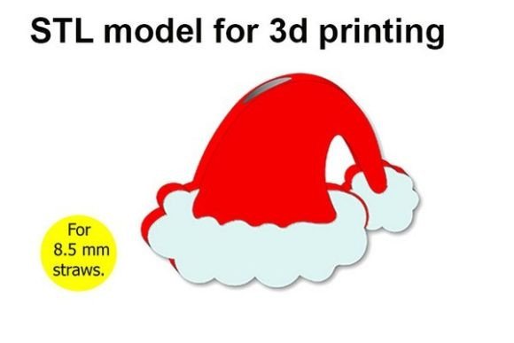 Elevate Holiday Beverages with a 3D Printed Christmas Santa Hat Straw Topper