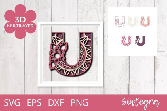 Exploring the Versatility of 3D Floral Letter U Mandala Layer SVG for Creative Projects